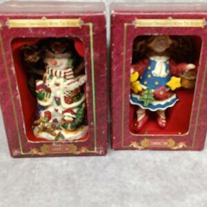 Grandeur Noel SNOWMAN Christmas TREE ORNAMENT w Decor TIN box